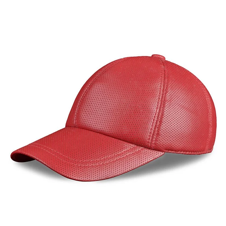 Pudi HL013-W Womens Real Leather Baseball Cap Hat Girls BrandLeather Baseball Caps Hats Red Pink Color
