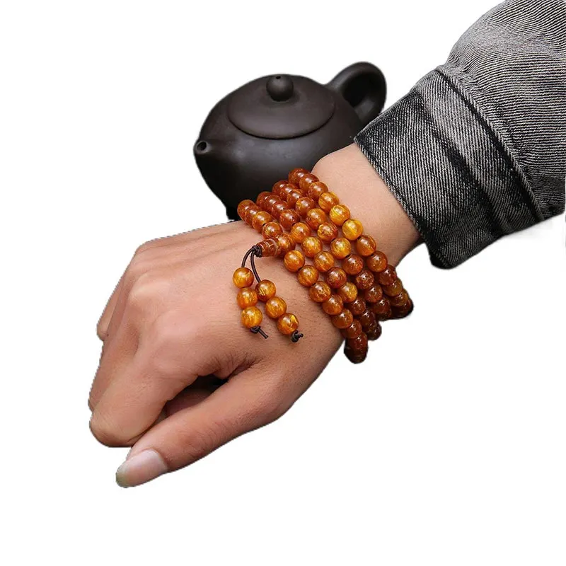 108 Beads Golden Sea Willow Mala Prosperity Necklace Bracelet