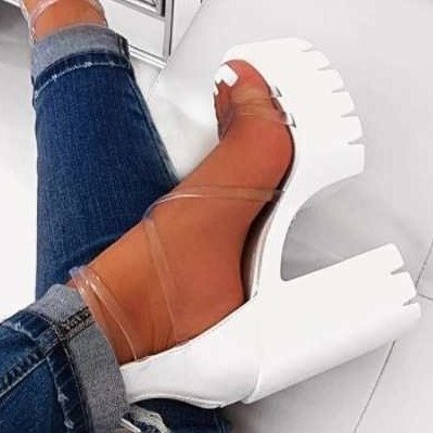 Large High Heel Thick Soled Sandals Women's Summer New Open Toe Thick Round Head Open Toe Sandals Women