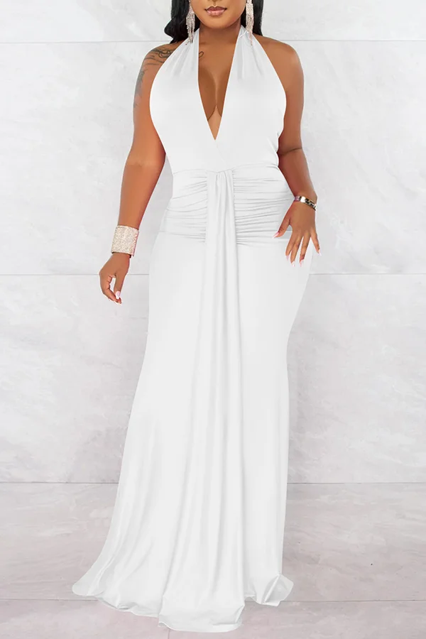 Halter Neck Backless Elegant Dress