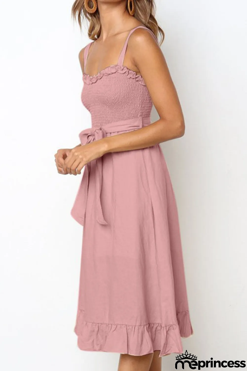 Fashion Casual Solid Split Joint Spaghetti Strap A Line Dresses