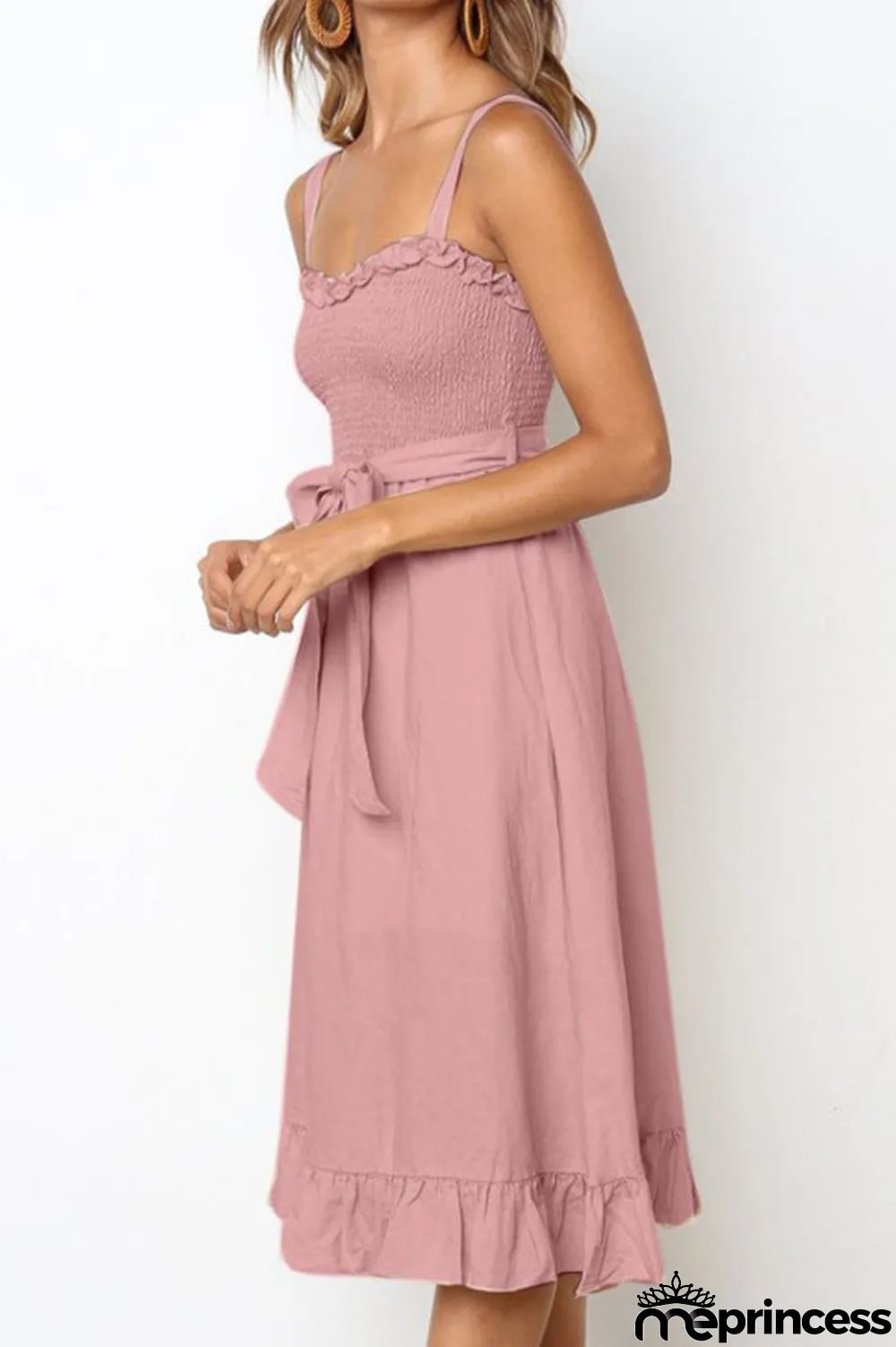 Fashion Casual Solid Split Joint Spaghetti Strap A Line Dresses