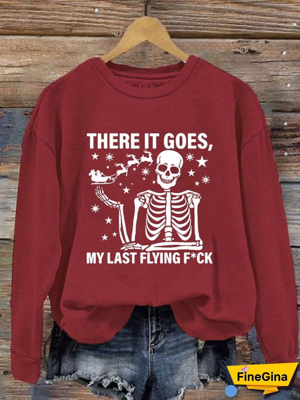 Women's Christmas There It Goes My Last Flying F*ck Print Crew Neck Sweatshirt