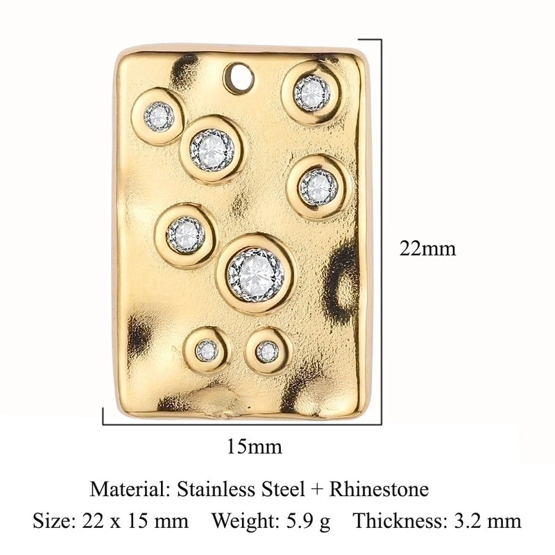 3 Pieces Retro Solid Color Stainless Steel Plating Inlay Rhinestones 18k Gold Plated Charms Jewelry Accessories