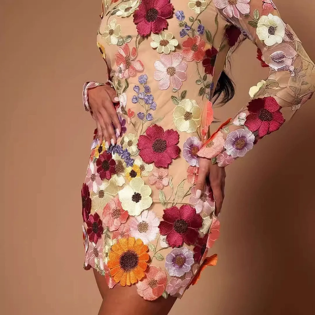 Athvotar Three-Dimensional Flower Bag Hip Sexy Dress Women's 2025 Spring And Summer New