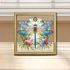 Dragonfly DIY Special Shape Double sided Print Clear Diamond Art Kit Wooden Framed Diamond Painting Kit(21.5x21.5cm)