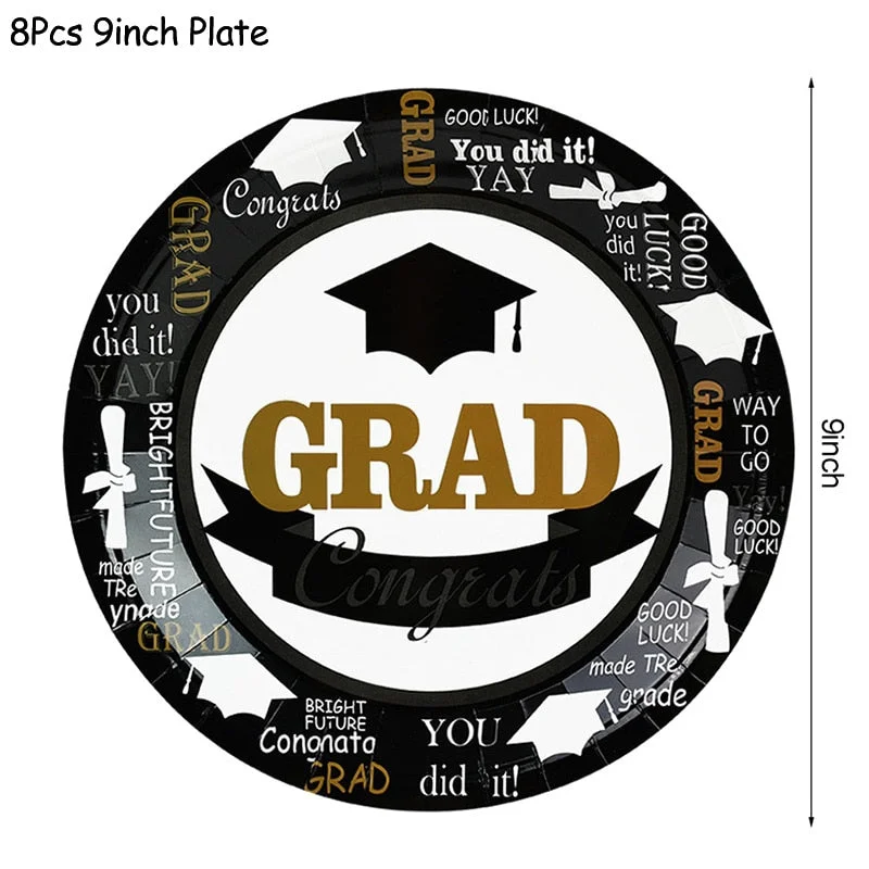 1Set Graduation Balloons Disposable Tableware 2022 Graduation Party Decorations Congrats Grad Paper Garland Banner Class of 2022