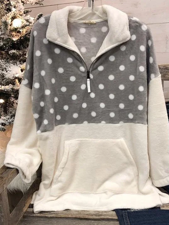 Long Sleeve Polka Dots Sweatshirt