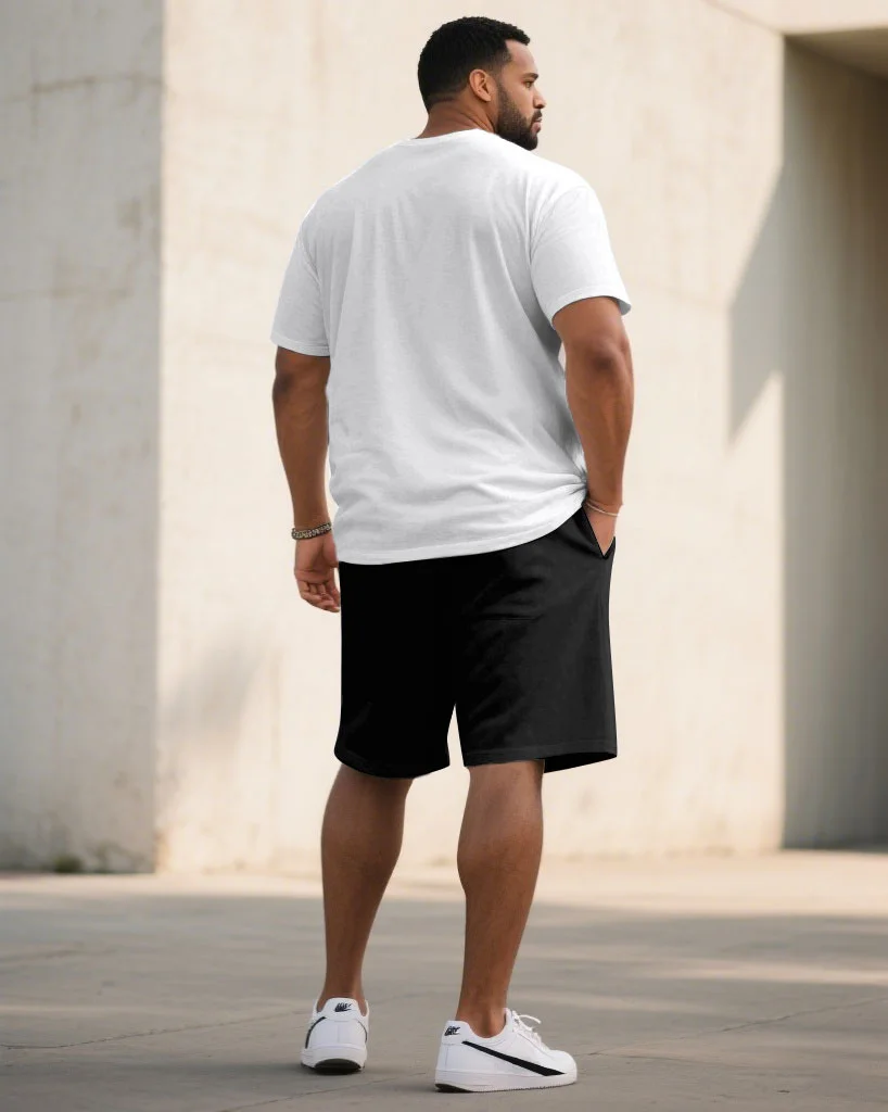 Men's Plus Size Casual Sports Chest Large Logo Printed Short-sleeved T-shirt Shorts Suit