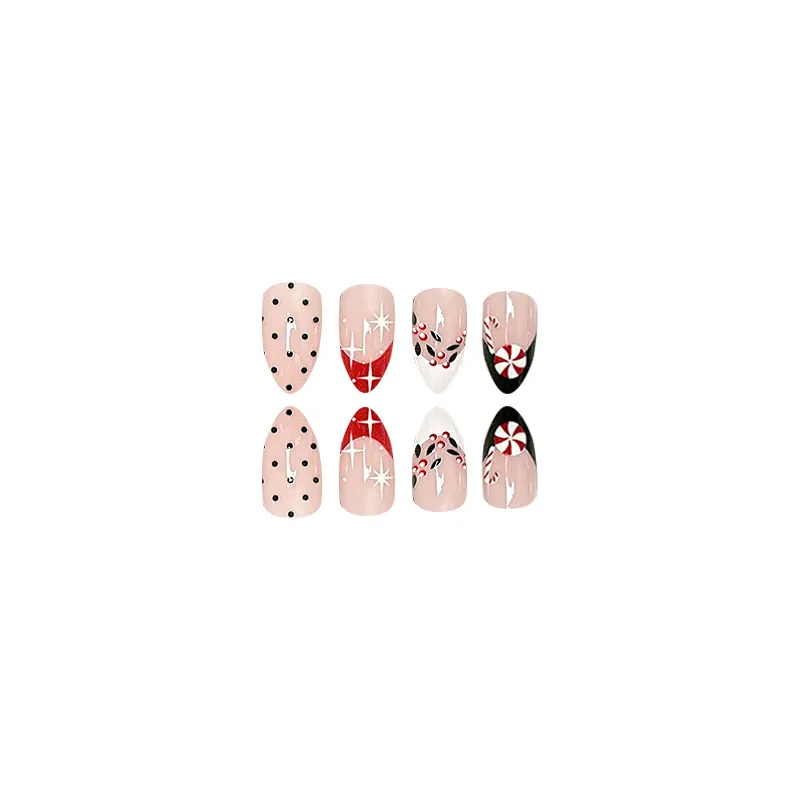 Churchf And Winter Sweet And Cool Christmas Nail In The French Almond Nail Fashion Show White Fake Nail Products Wear Armor
