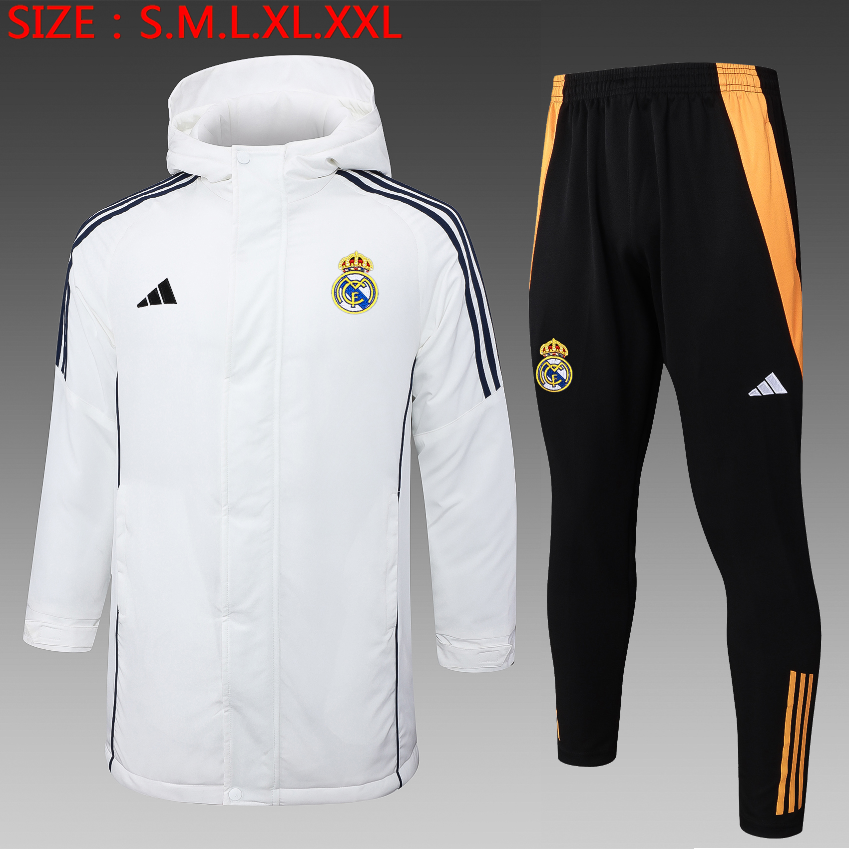 2024/2025 Real Madrid Cotton Jacket White Soccer Jersey 