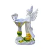 Solar Powered Garden Statue with RGB Light Hand Paint Lawn Ornament Waterproof Solar Fairy Decoration Statue for Patio Lawn Yard Outdoor Decor