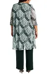 Plus Size Mother Of The Bride Mesh Print Formal Three Pieces Set Pant Suits