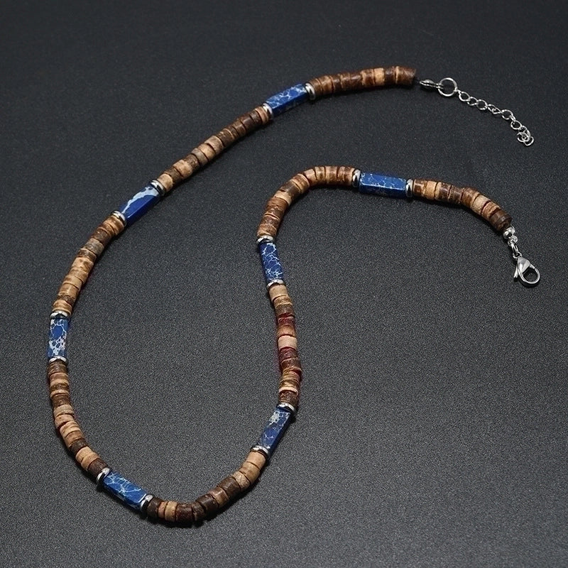 Ethnic Style Geometric Alloy Natural Stone Coconut Shell Beaded Men’s Necklace
