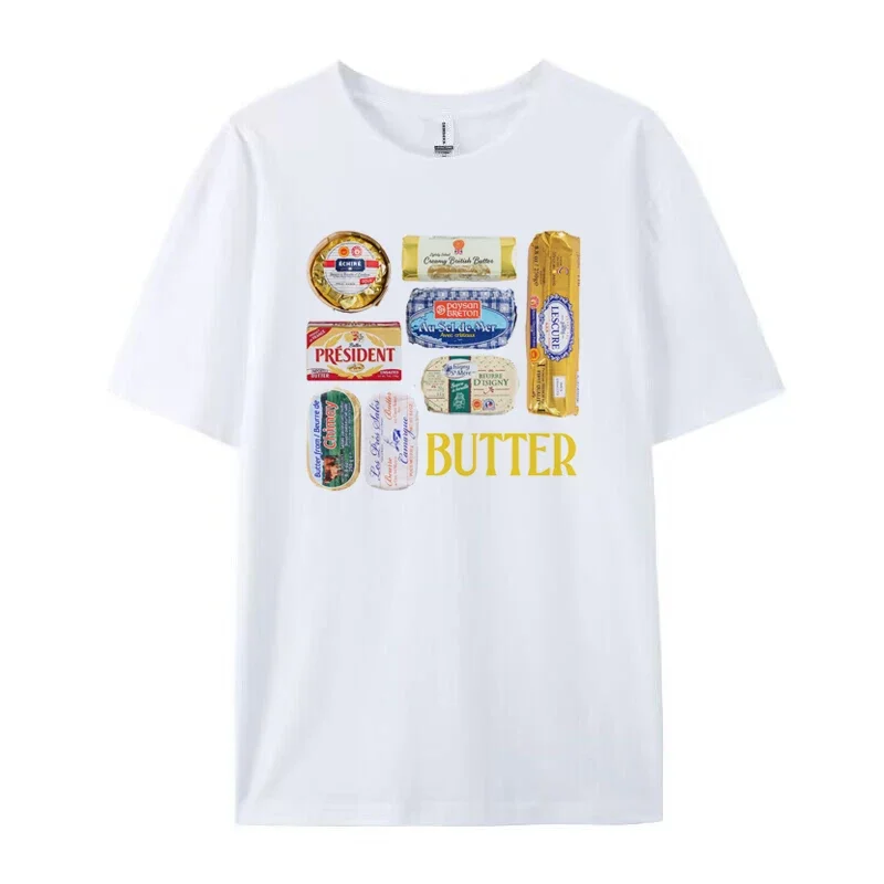 Women 90s Retro Butter Graphic T-Shirts Funny Butter Lover Cute Foodie Tees
