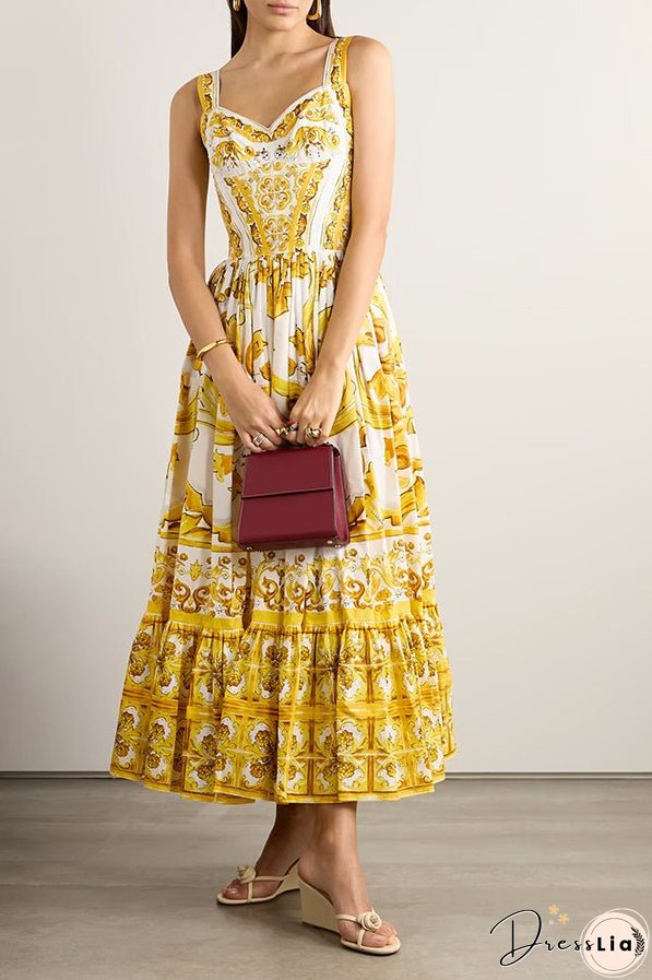 Ready To Dance Palace Print Back Smocked Maxi Dress