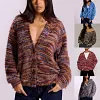 Women's Retro Deep V-Neck Mohair Plush Long Sleeve Cardigan Coat