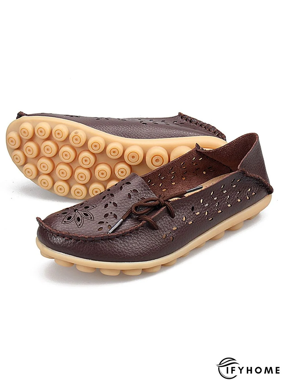 Cowhide Hollow Lace-up Portable Shoes | IFYHOME