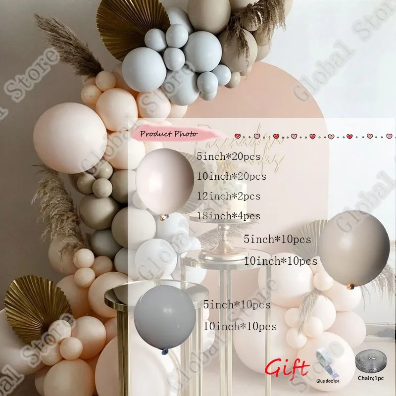 Christmas Gift 86Pcs Double Cream Double Apricot Double Maca Grey Decorations Party Wedding Decoration Ballons Decoration Birthday Party Other
