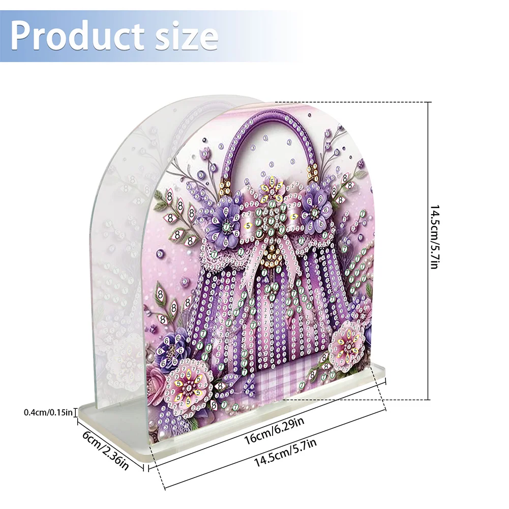 DIY Purple Bag Acrylic Napkin Holder Diamond Painting Kit for Home Table Decor
