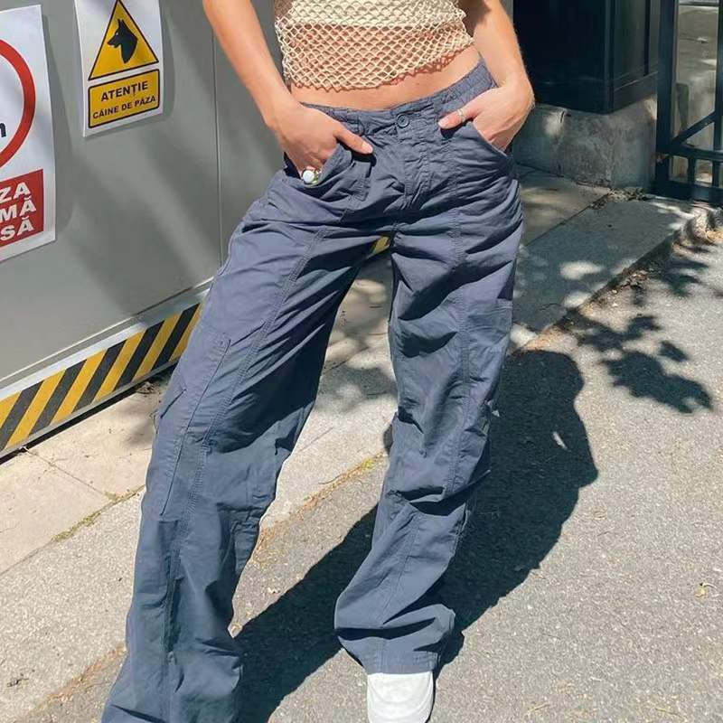 guys clothing styles Jeans Multi-Pocket Overalls Women's Pants Loose Wide Leg Jeans Women