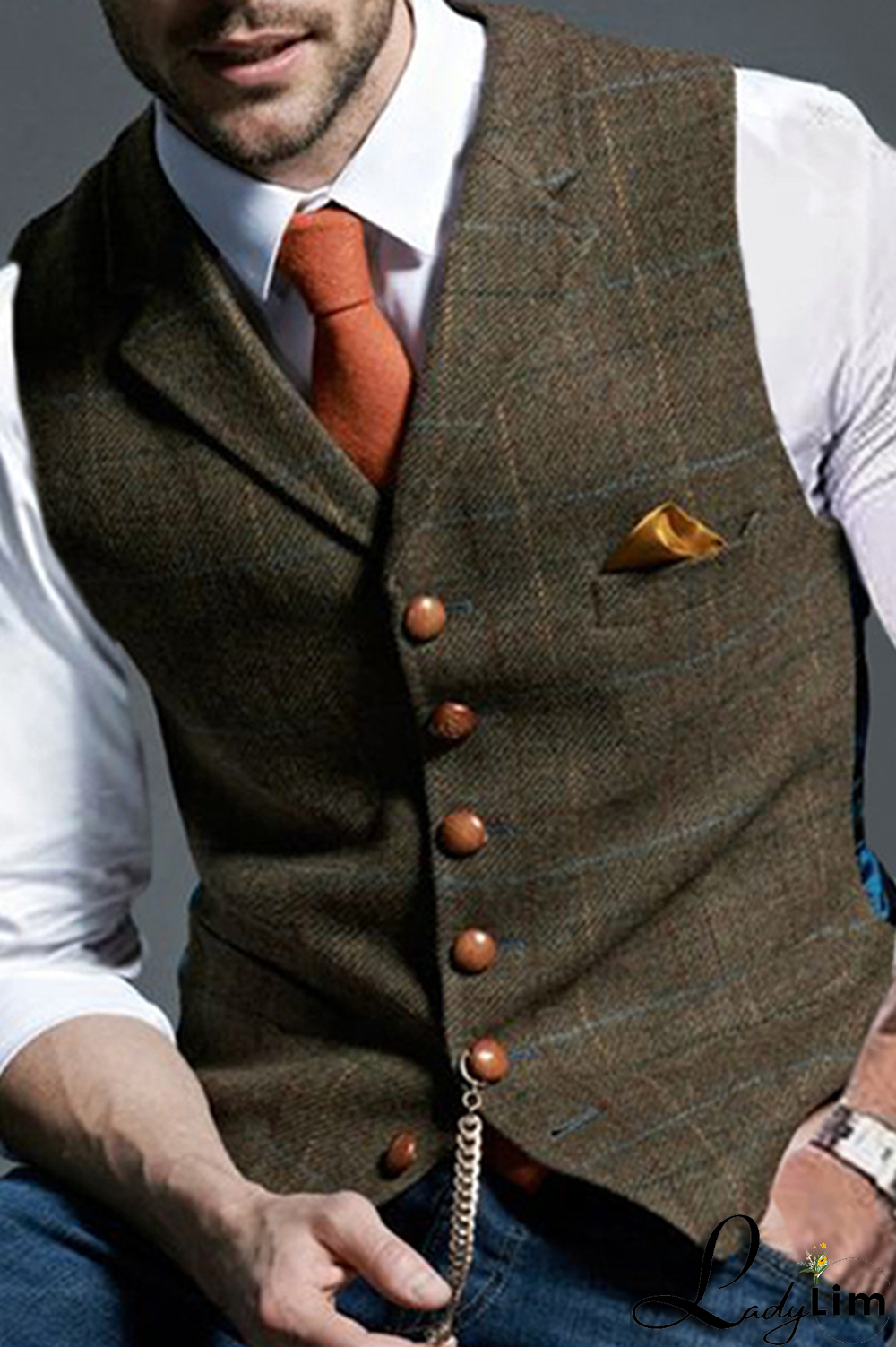 Green Fashion Casual Plaid Split Joint Buckle Turn-back Collar Tops