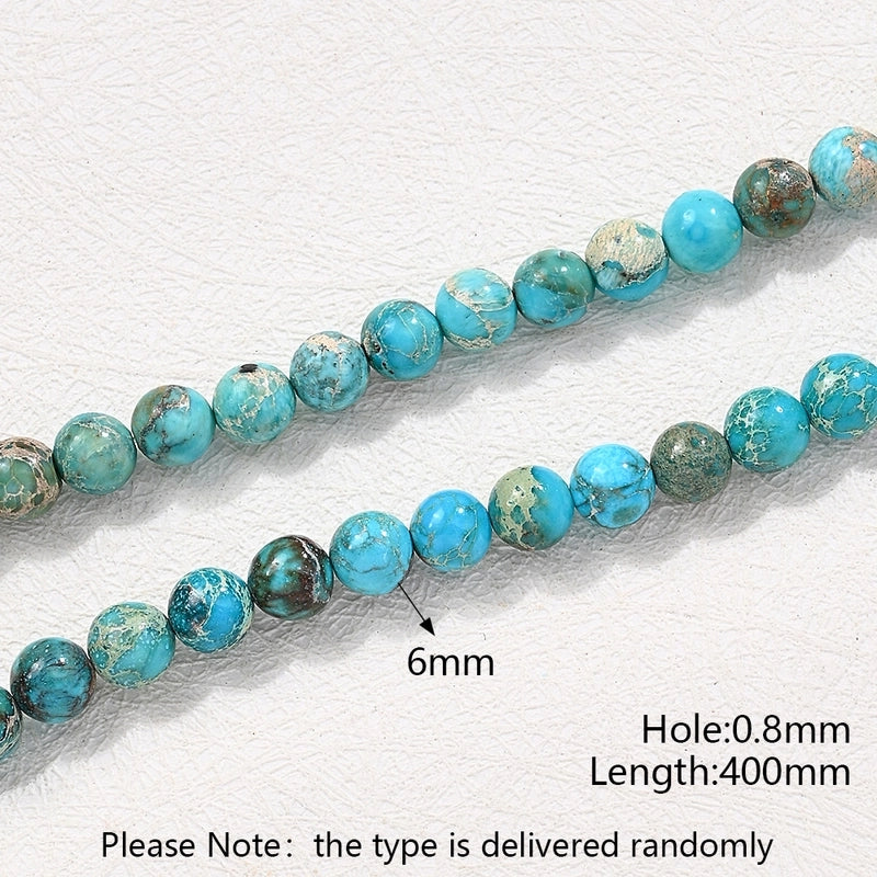 1 Strand/Package 6mm Hole Under 1mm Natural Stone Imperial Jasper Marble Simple Polished Beads