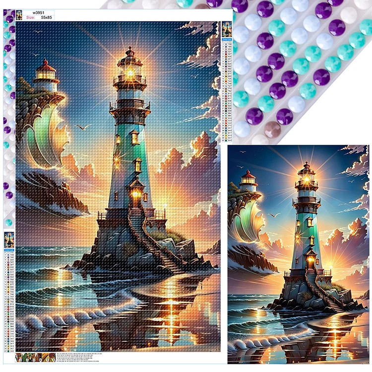 Lighthouse At The Seaside 55*85CM (Canvas) Full Round Drill Diamond Painting gbfke