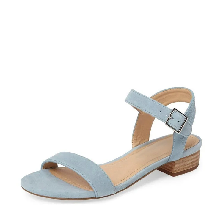 Grey Suede Block Heel Ankle Strap Sandal Vdcoo