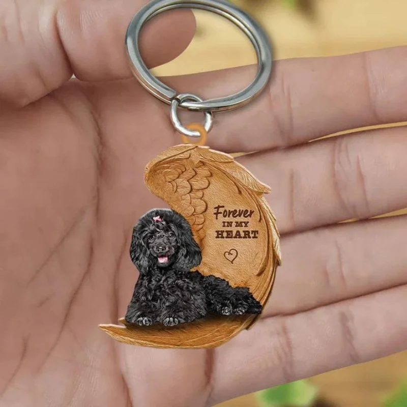VigorDaily Black Toy Poodle Forever In My Heart Acrylic Keychain FK008