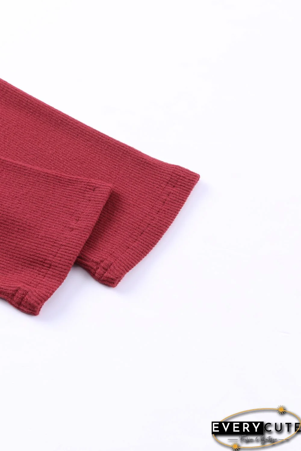 Red Lace Crochet V Neck Long Sleeve Top