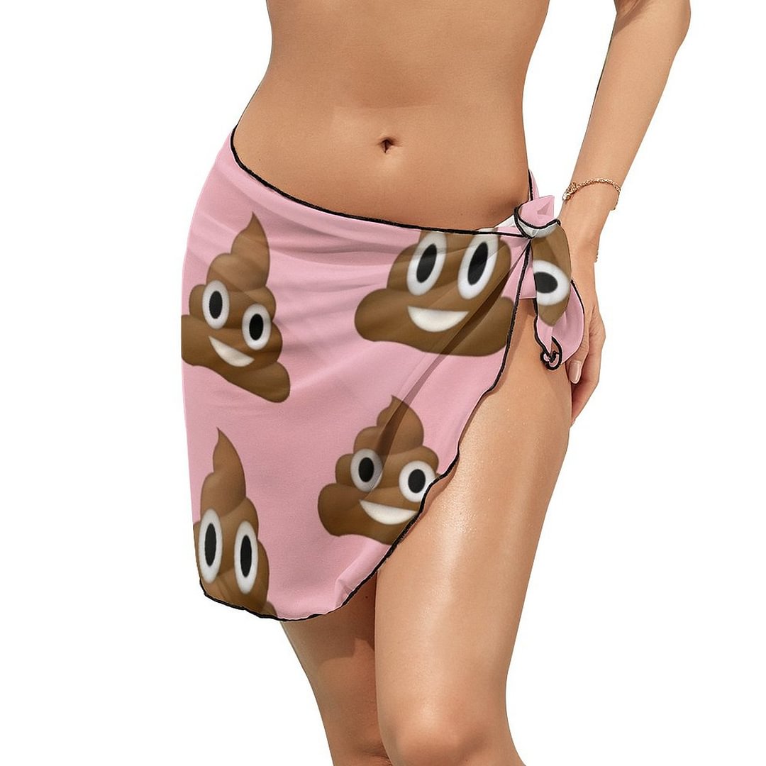 Poop Emoji Sarongs Beach Wrap Sheer Bikini Knot Wraps Chiffon Cover Ups