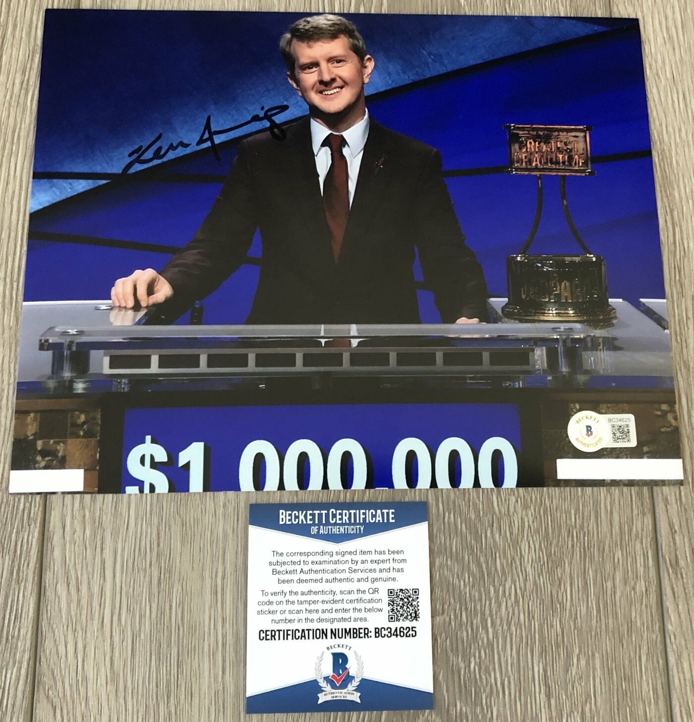 KEN JENNINGS SIGNED AUTOGRAPH JEOPARDY CHAMPION 8x10 Photo Poster painting C w/ BECKETT BAS COA