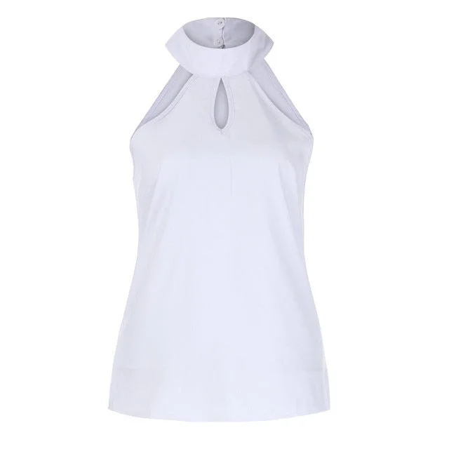 Sexy Sleeveless Halter Hollow Shirt Pullover Vest Blouse