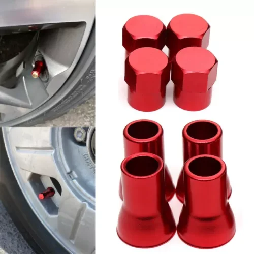 Dronehint Red Aluminum Car Tire Wheel Stem Air Valve CAPS & Sleeve Cover Parts Accessories (For: Acura) Parts