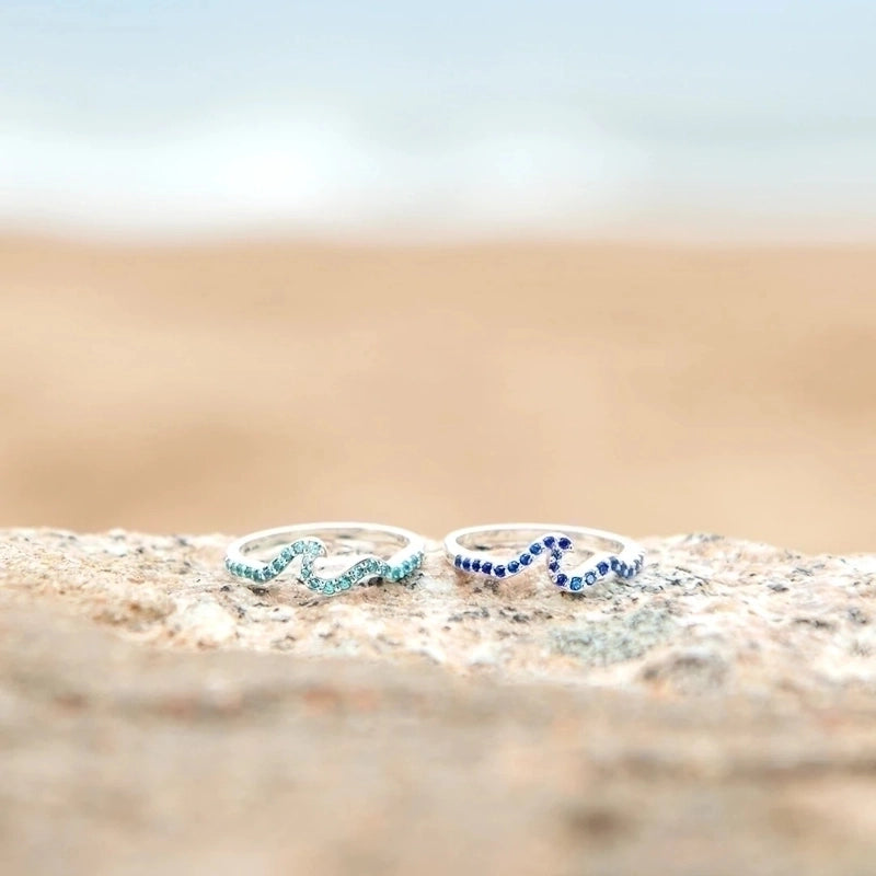 925 Sterling Silver Zircon Waves Rings