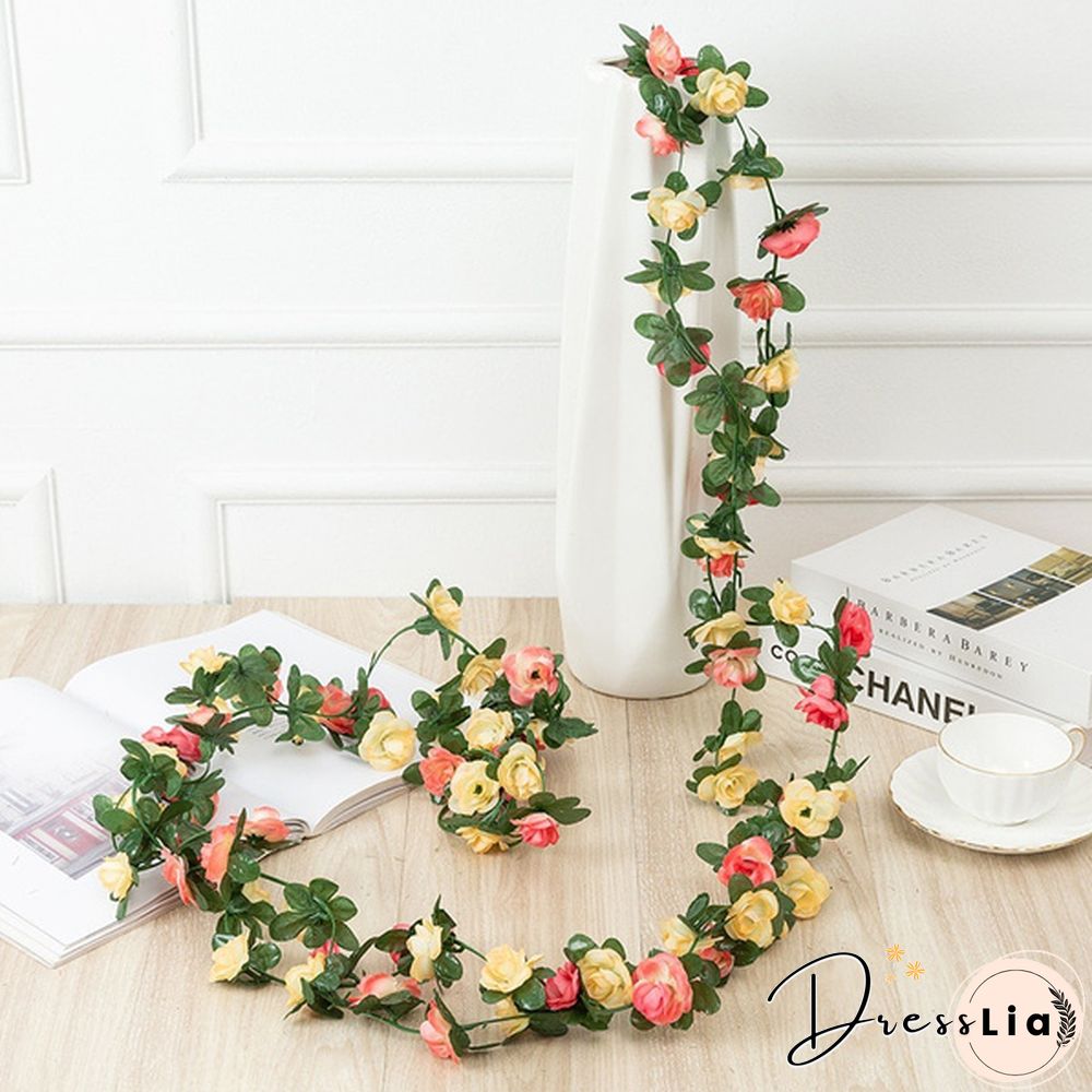 250Cm Rose Artificial Flowers Christmas Garland For Wedding Home Room Decoration Spring Autumn Garden Arch Diy Fake Plant Vine