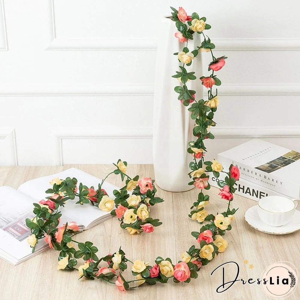 250Cm Rose Artificial Flowers Christmas Garland For Wedding Home Room Decoration Spring Autumn Garden Arch Diy Fake Plant Vine