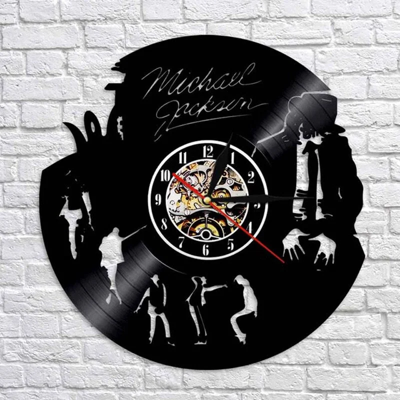 Vintage Vinyl Record Wall Clock Modern Design Music King Michael Jackson Vinyl Clocks Wall Watch Home Decor Gifts for Fan