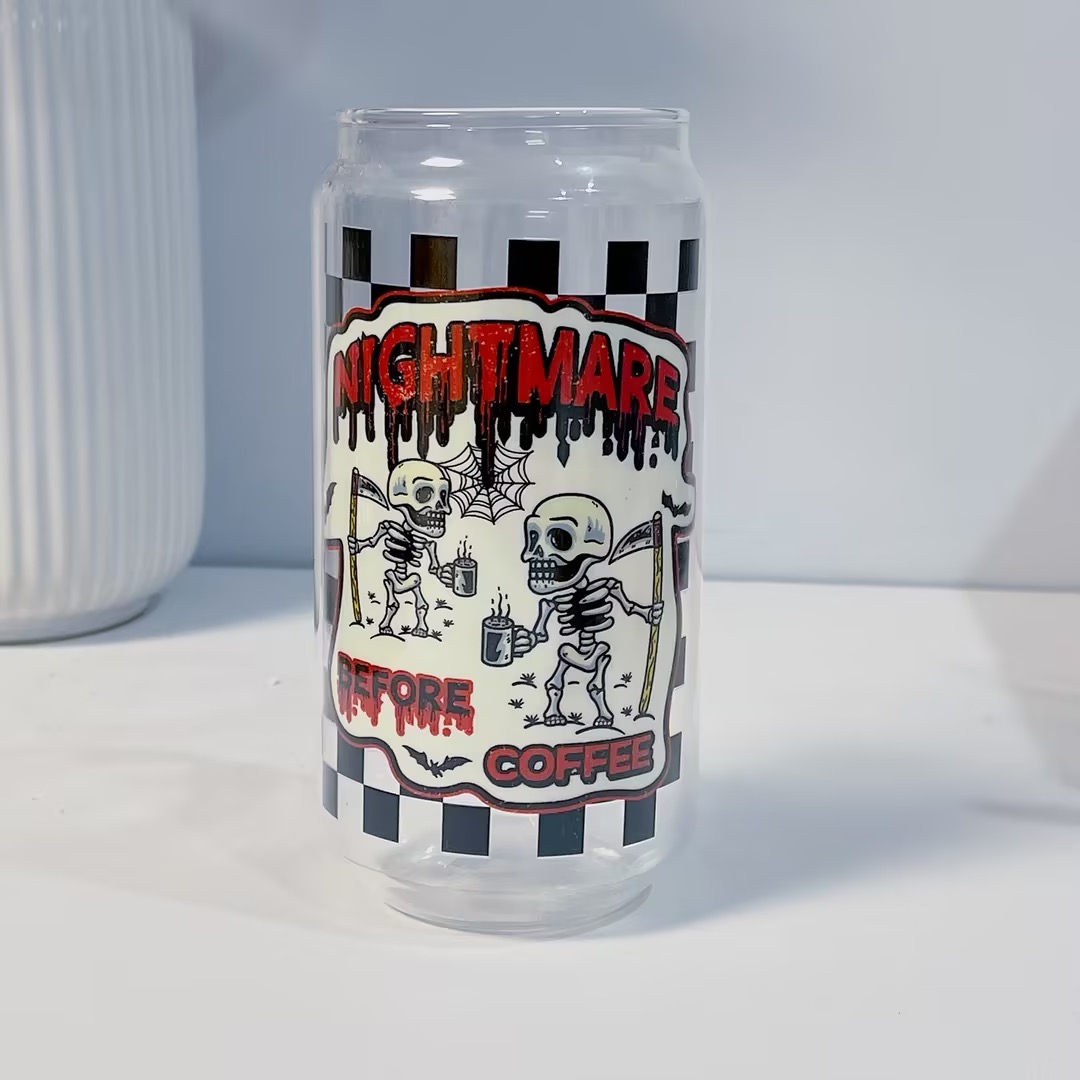 Maneifurui™   ‌ Nightmare before Coffee  Glass Can