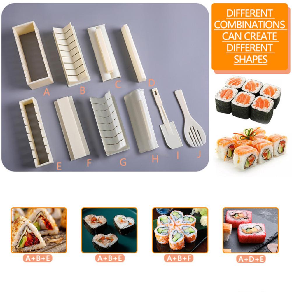 

Sushi Making Kit, 10 Pieces DIY Sushi Set Plastic Sushi Maker Tool, White, 501 Original