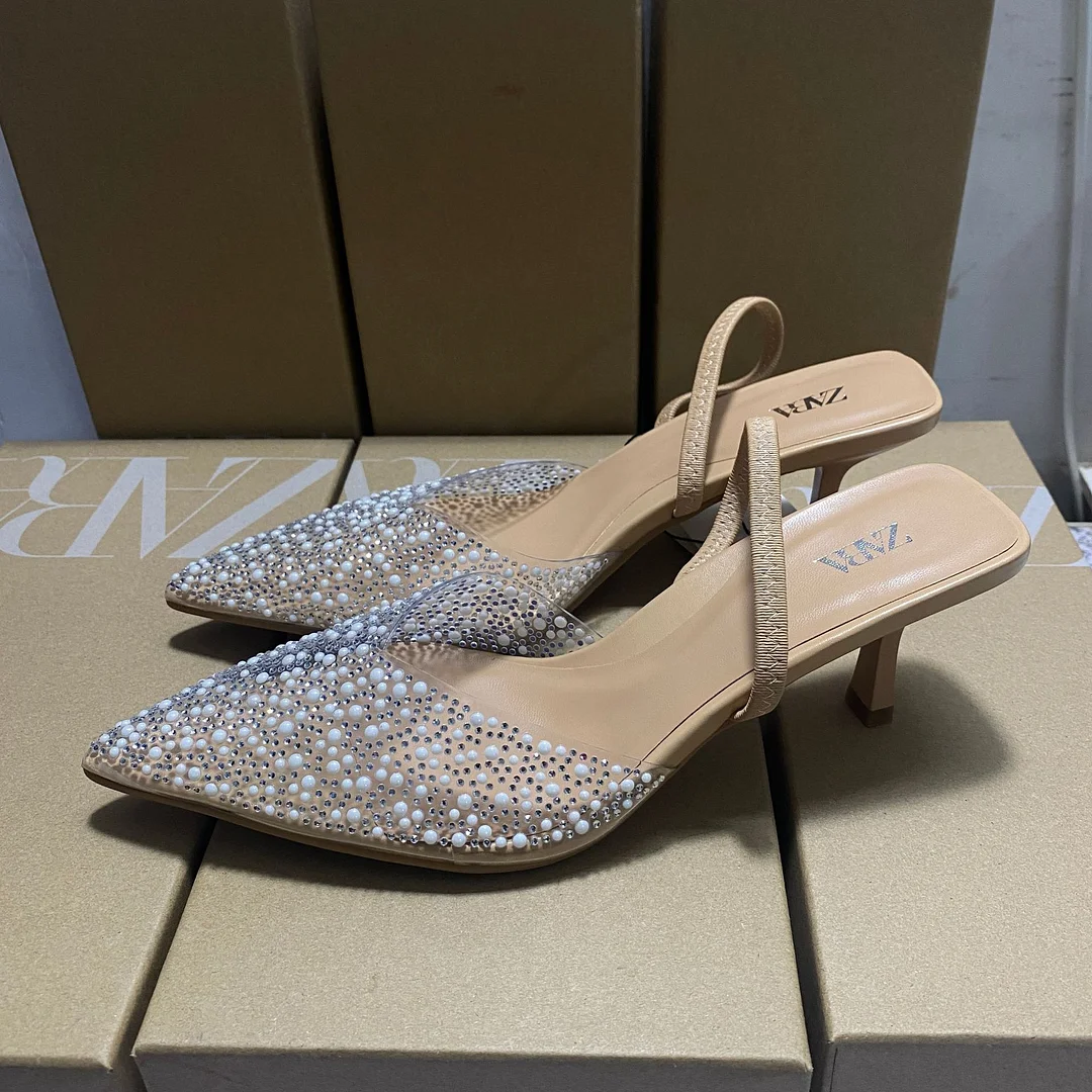 Breakj Breakj Home 2025 New Spring New Transparent Pearl Water Drill Hot Shoes Fairy Wind Tip Fine Half Bag Head