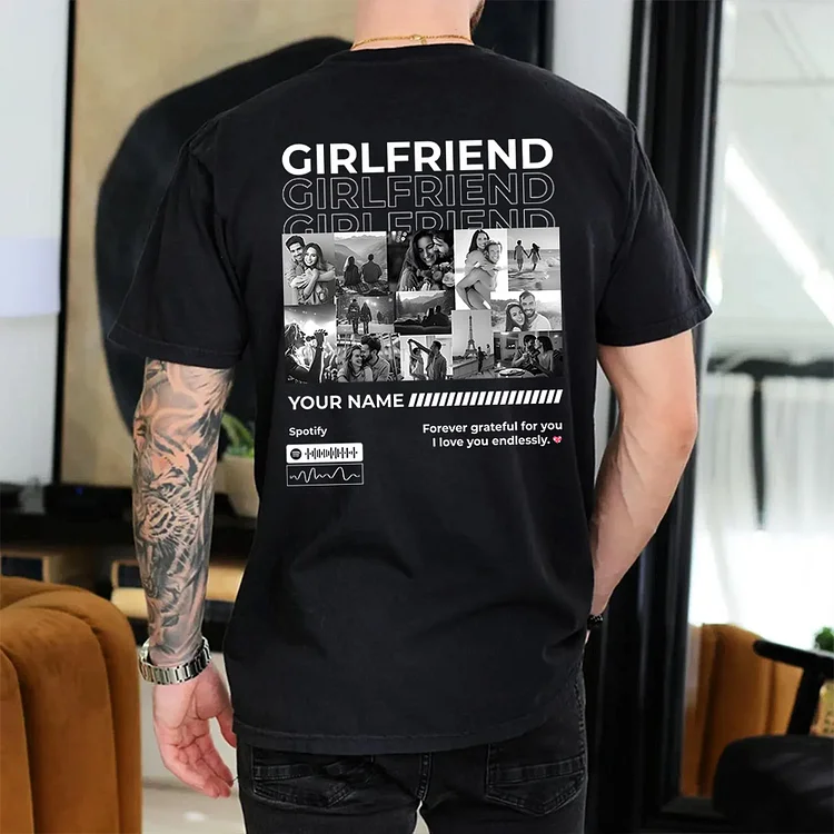 Valentine Gift For Boyfriend Unique Custom Photo T-Shirt-Printed back T-shirt