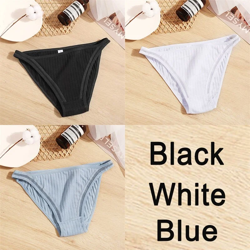 3PCS Sexy Lace Panties Women Underwear Cotton Briefs Female Underpants Solid Color Pantys Hollow Mesh Low Waist Panties Lingerie