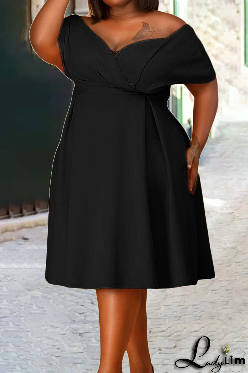 Green Casual Solid Patchwork Off the Shoulder Cake Skirt Dresses