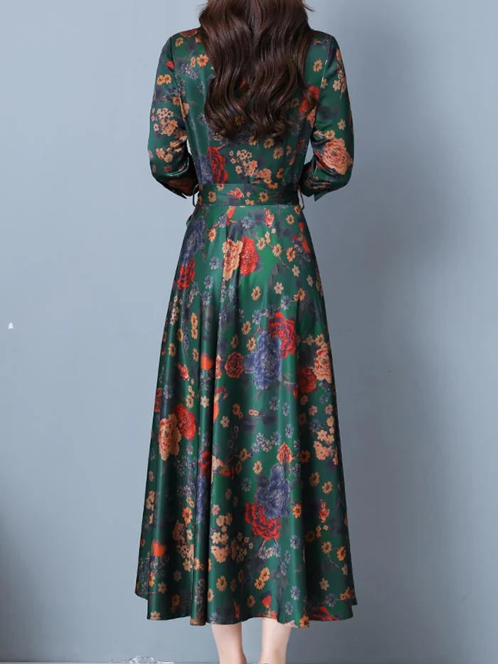 Fashion Acetate Satin Printed Dress