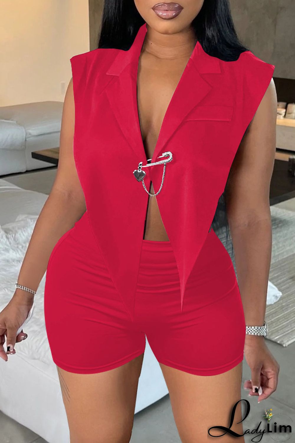 Black Sexy Solid Backless Asymmetrical V Neck Sleeveless Two Pieces