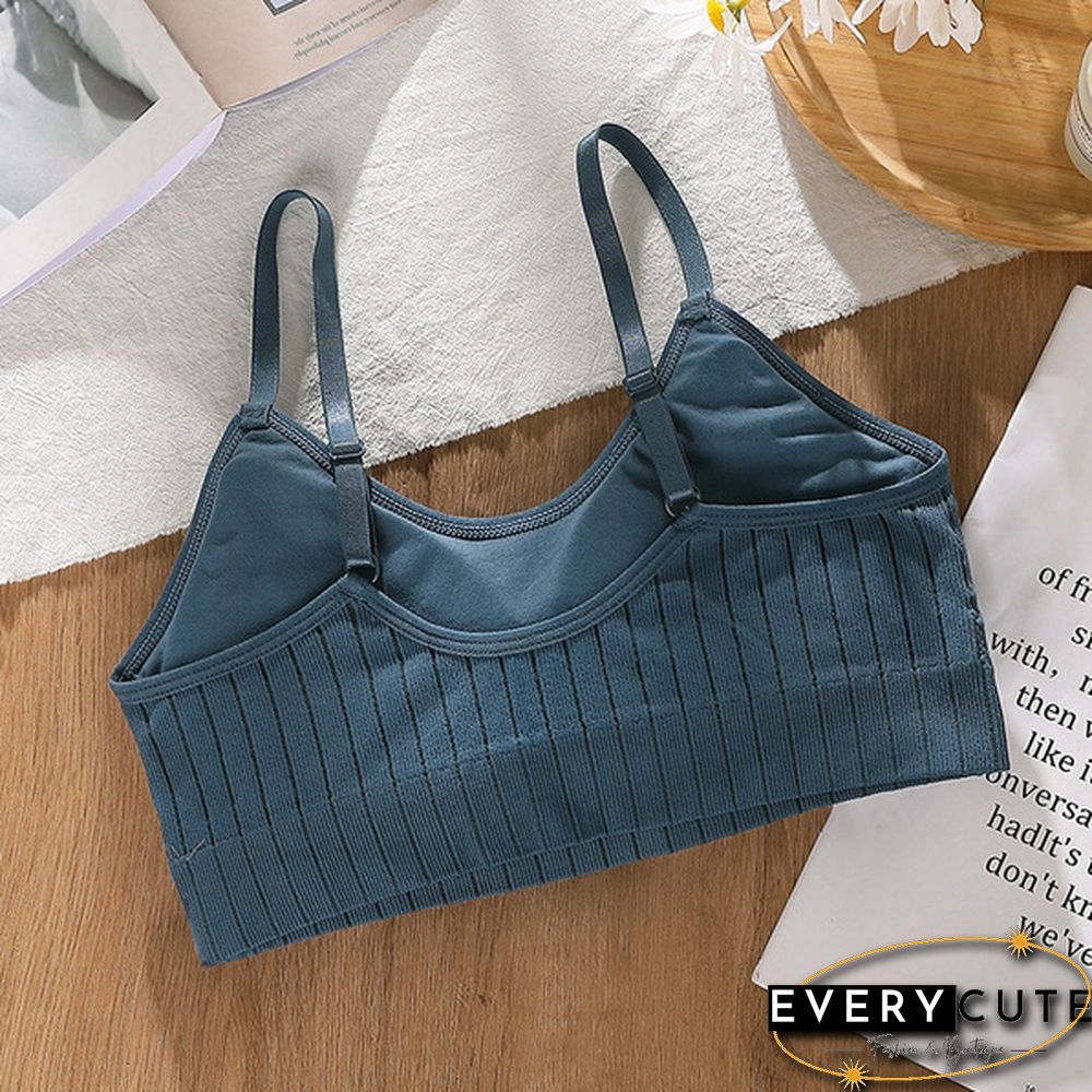 Women's Sleeveless Striped Bra Padded Tank Tops Spaghetti Strap Bralette Crop Top Tube Bras Seamless Tube Top