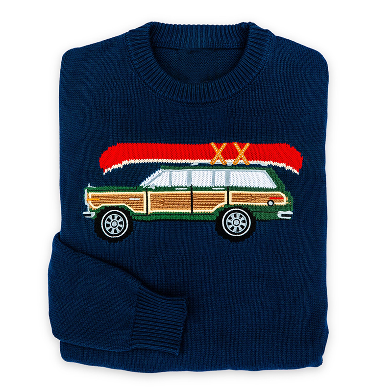 Vintage Resort Car Print Sweater、、URBENIE