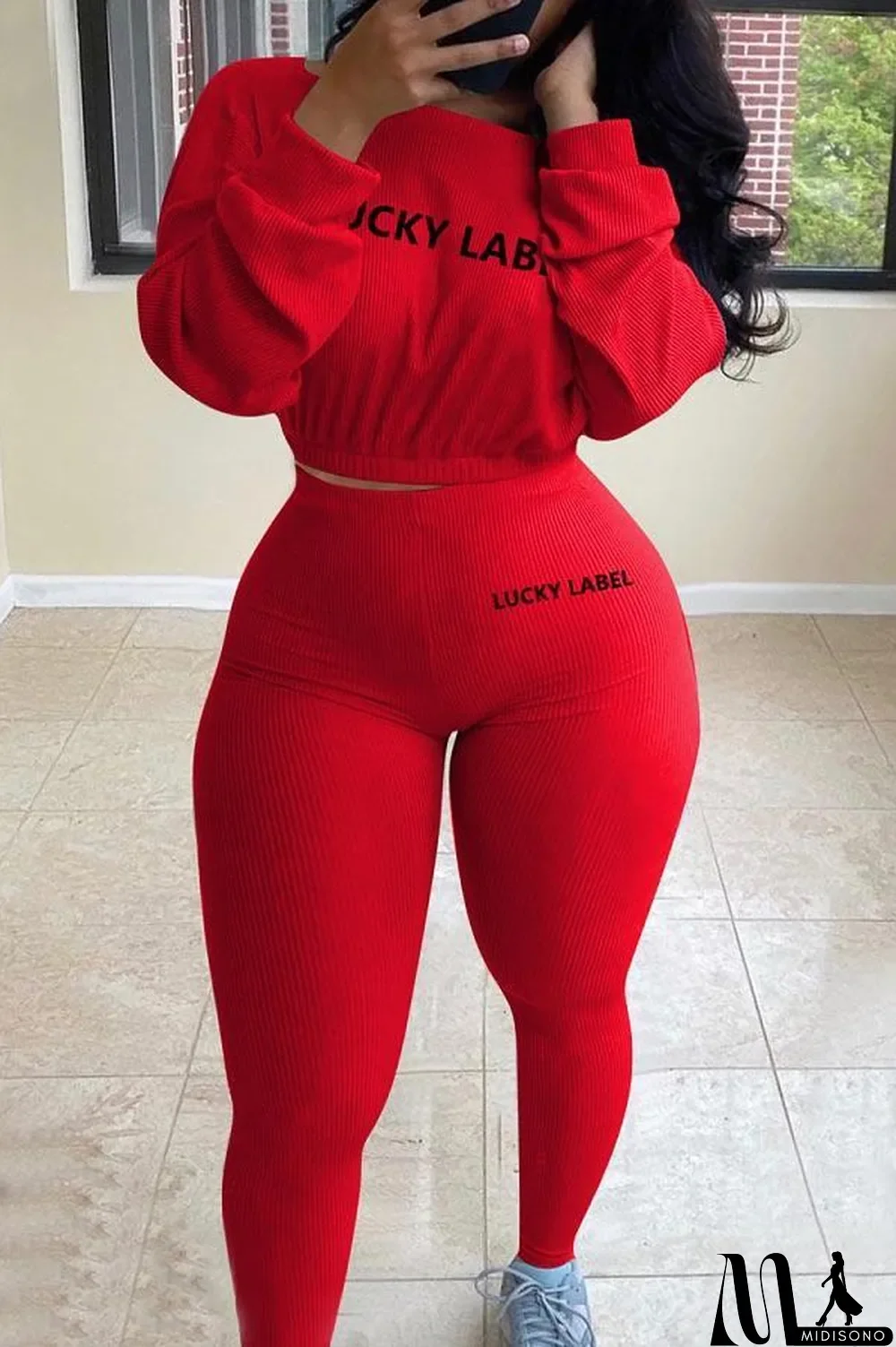 MidiSono - White Fashion Casual Pit Article Fabrics Letter Embroidered Boat Neck Two Pieces